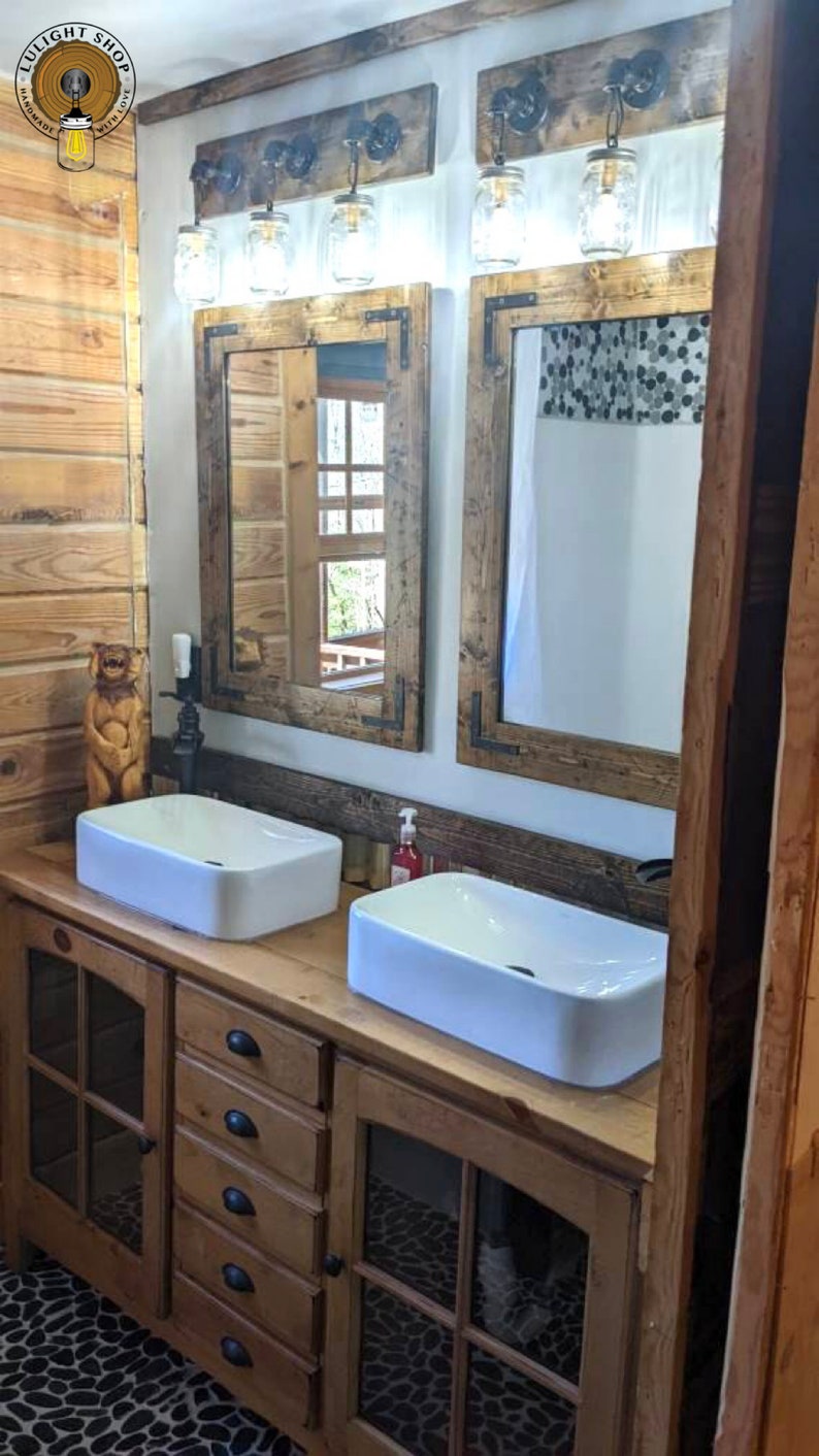 RUSTIC DISTRESSED Mirror, Wall Mirror, Bathroom Mirror, Rustic Wood Mirror, Wood Frame Mirror, Vanity Mirror, Large Mirror, Small Mirror image 3