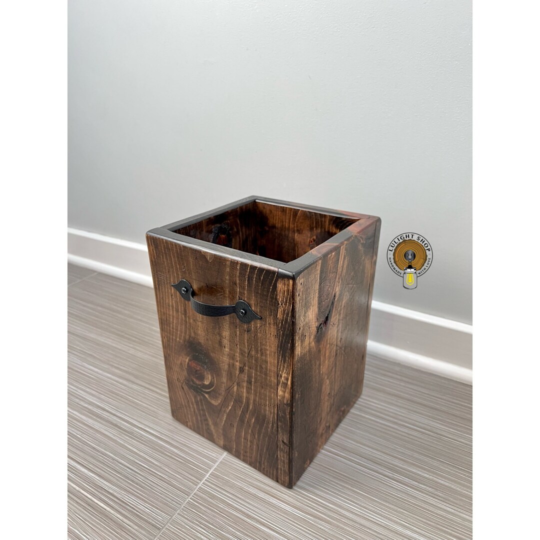 Wooden Trash Can, Trash Bin, Bathroom Trash Can, Storage Bin, Wood