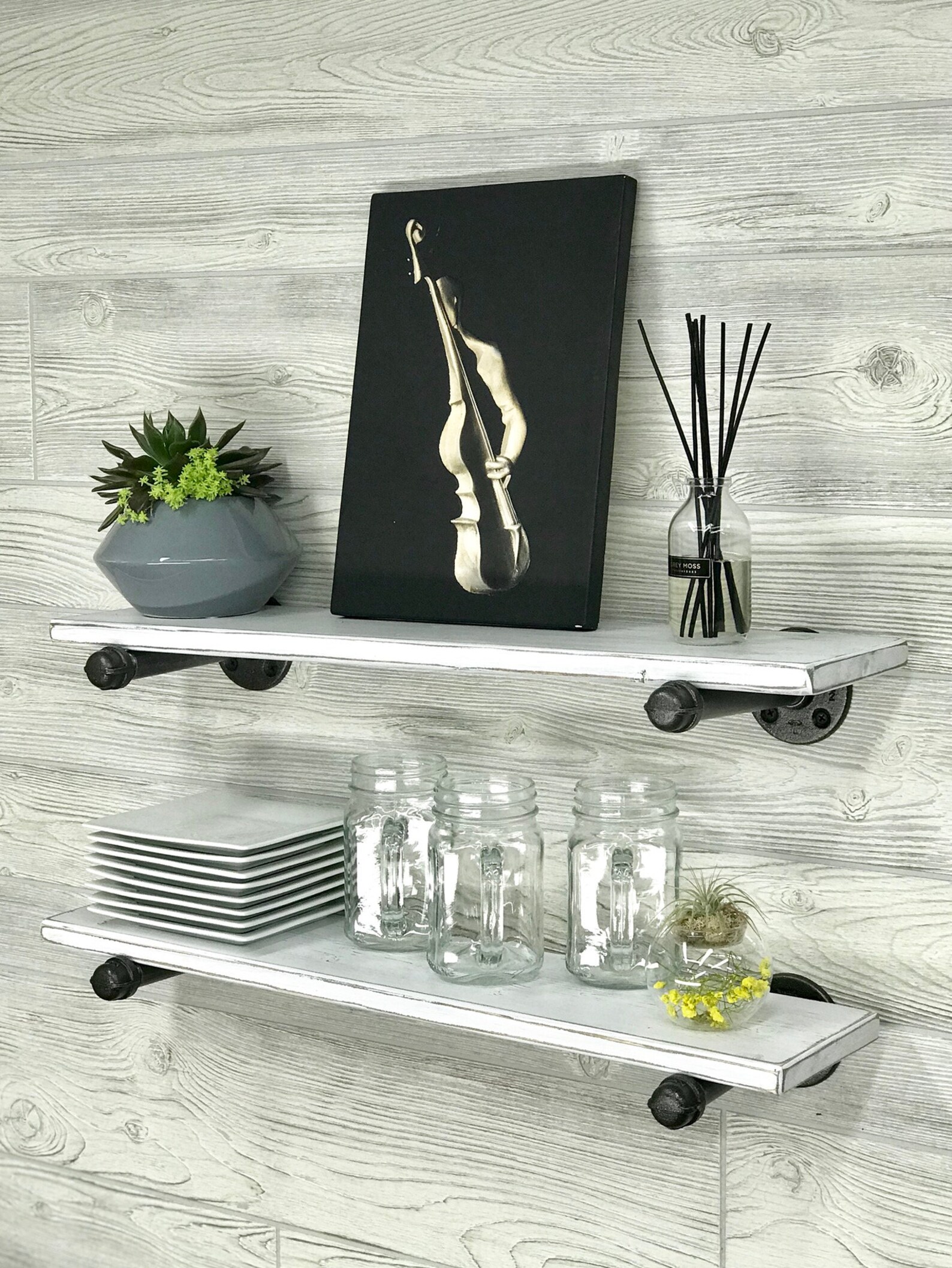 WHITEWASH 5.5 Deep Shelf Wall Shelf Kitchen Storage Etsy