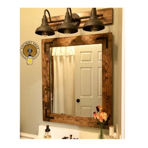 RUSTIC Mirror, Handmade In USA, Large and Small Wood Bathroom Mirrors, 19+ Wood Colors Available, Custom Double Vanity Mirrors by Lulight