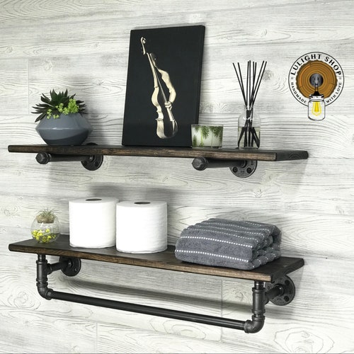 Hand Towel Ring Holder With Floating Shelf Farmhouse Bathroom - Etsy