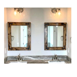 Rustic Wood Framed Mirror Farmhouse Bathroom Vanity Mirror - Etsy