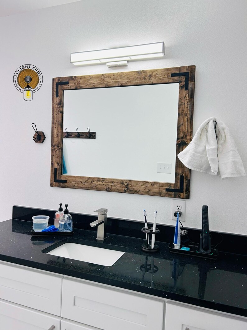 Rustic Distressed Wood Frame Mirror, Farmhouse bathroom Vanity Mirror, Large Small Sizes, Cottage Hallway Decor imagen 15