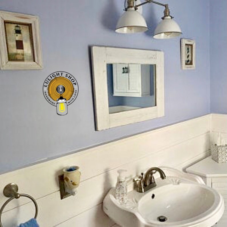 WHITEWASH Mirror, White Wood Frame Mirror, Bathroom Mirror, Wall Mirror, Beach House Mirror, White Wall Decor Small Mirror, Farmhouse Mirror image 4
