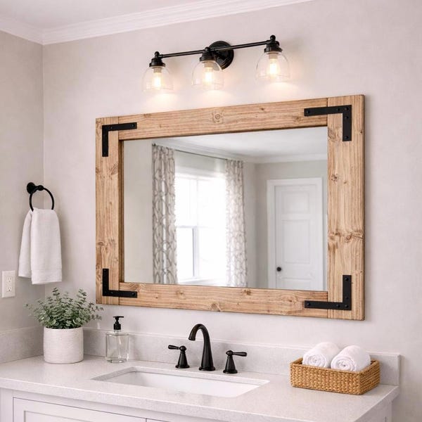 SPECIAL WALNUT Mirror, Farmhouse Mirror, Bathroom Mirror, Wall Mirror, Vanity Mirrors, Best Hand Cut Quality USA Sourced  1/4" Mirror Glass