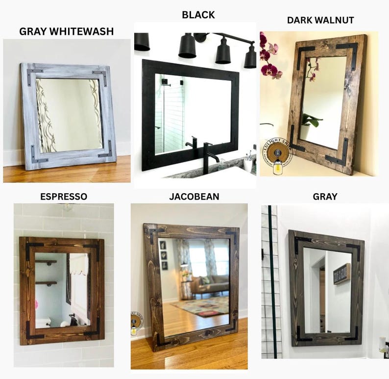 Wood Stain Samples for Lulight Mirrors and Shelves, Individual Solid Wood Color Swatches image 9