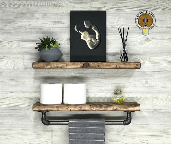Rustic Distressed 5 Deep Floating Shelves Set Wood Image 0