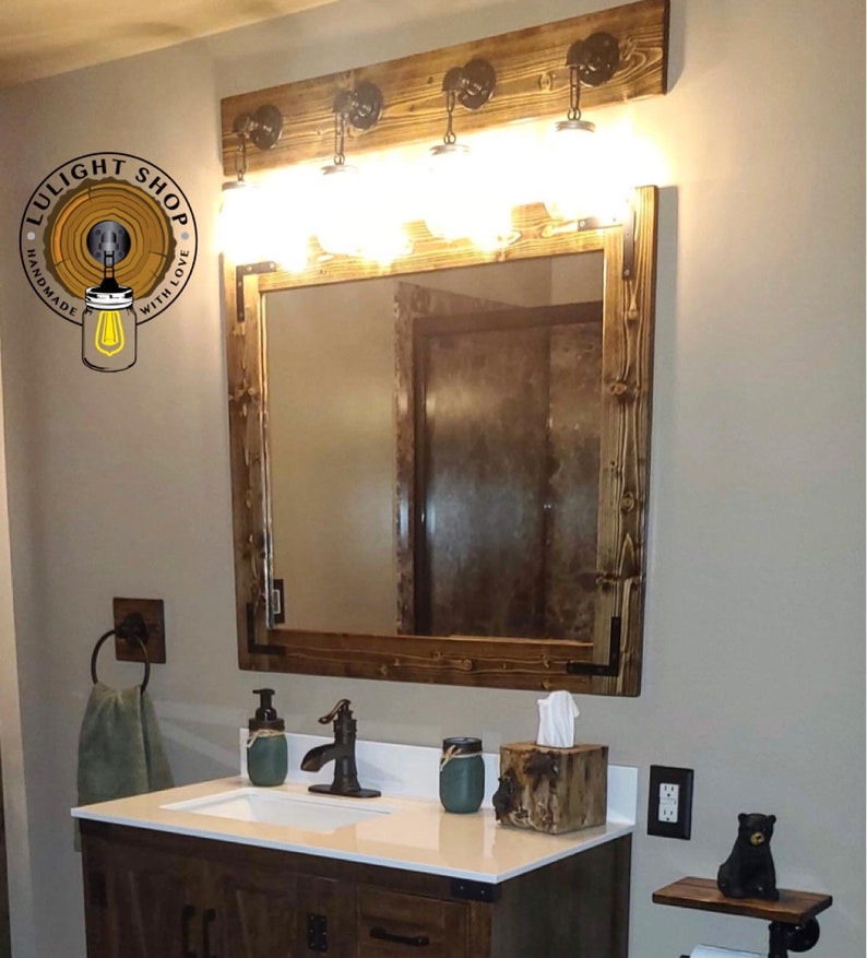 Rustic Bathroom Set RUSTIC DISTRESSED Mirror Light Etsy