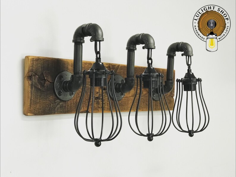 Reclaimed Wood Cage Light Fixture Bathroom Lights 3 Image 0