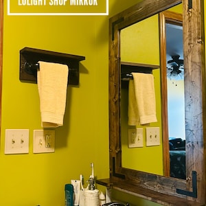 RUSTIC DISTRESSED Farmhouse Mirror with Shelf – Wood Framed Bathroom Wall Mirror – Custom Sizes Available image 17