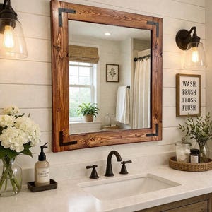 Handmade Mahogany Wood Mirror, Country Cottage Style, Custom Sizes