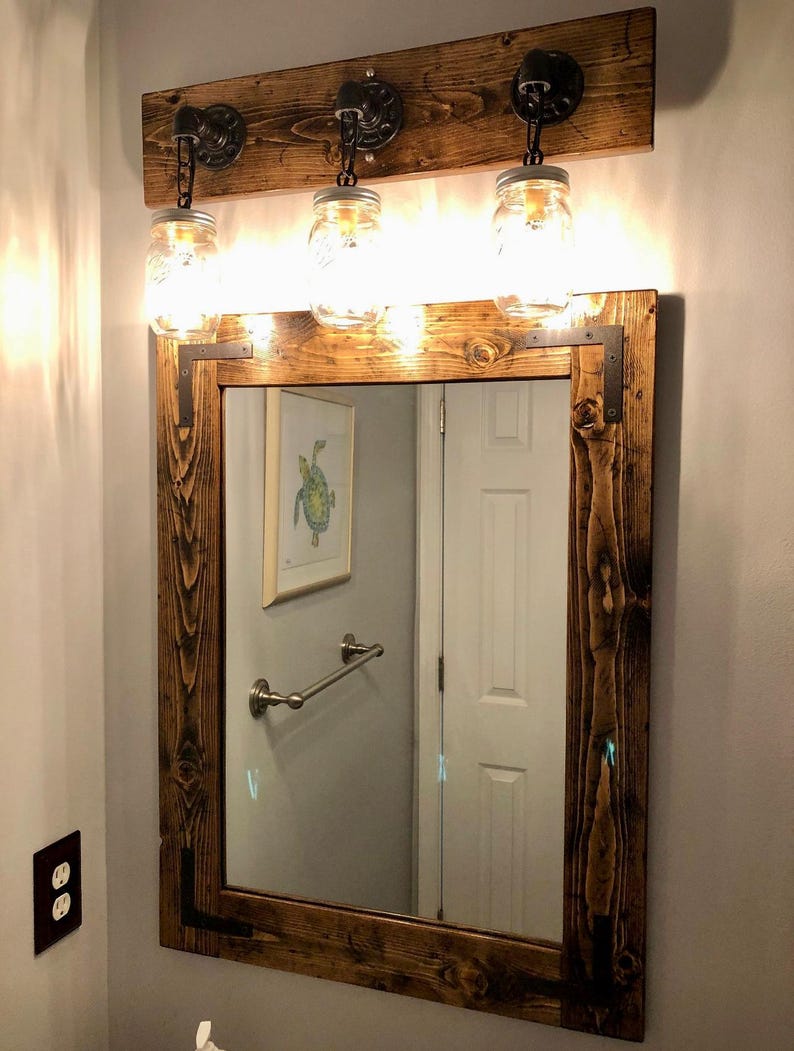 Rustic Distressed Wood Frame Mirror, Farmhouse bathroom Vanity Mirror, Large Small Sizes, Cottage Hallway Decor imagen 18