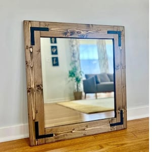Bathroom Mirror, 19+ Wood Colors Available, Vanity Rustic Mirror, Farmhouse Style, Industrial Decor, Entryway Wall Mirrors, Bedroom Mirror
