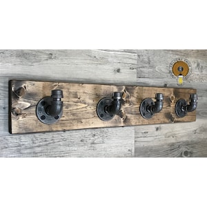 Industrial Rustic Modern Handmade Pipe Rack , Pipe Towel Holder, Hooks, Bathroom Decor, Hanger, Robe, Workshop, Office, Garage, Laundry, BBQ