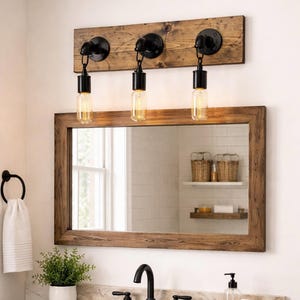 Rustic Edison Bulb Bathroom Light Fixture, Industrial Farmhouse Vanity Wall Sconce Vintage Style Vanity Lighting