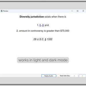 May include: Screenshot of a digital document explaining diversity jurisdiction. The text includes the conditions for diversity jurisdiction, referencing the amount in controversy exceeding $75,000 and citing 28 U.S.C. &sect; 1332. The document also states it works in light and dark mode.