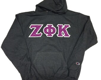 Champion Sew on Greek Letter Hooded 