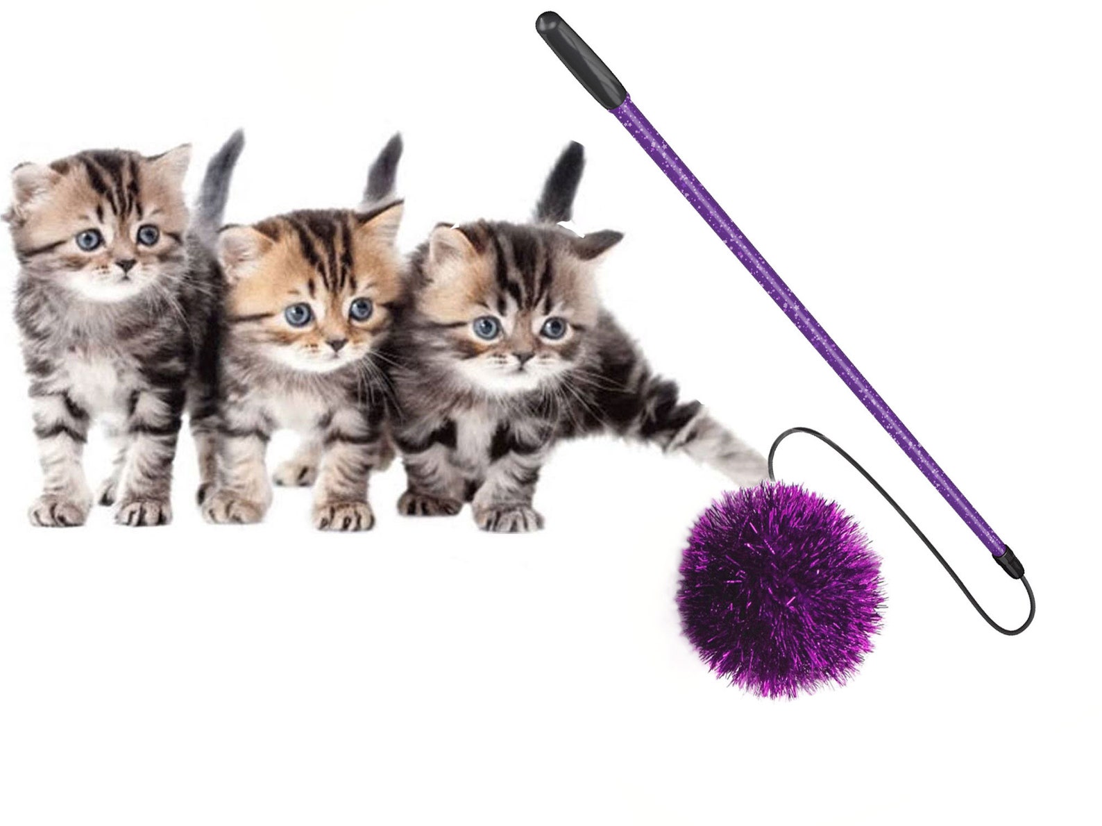 Designer Sparkle Cat Teaser Wand Tinsel Pom Pom Cat Toy Etsy