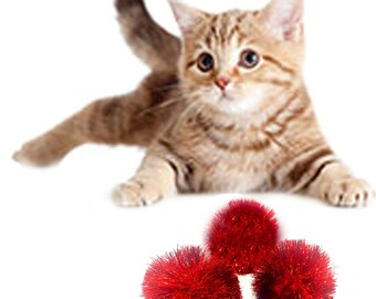 300 Pcs Glitter Pompoms Balls Tinsel Pom Poms Cat Pompom Ball Cat Interactive Toy Soft Cat Kitten Toy Colorful Craft Poms Ball for Cat Pet Playing Kids Art and Craft Material in Assorted Color 2.5cm