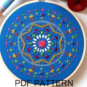 Mardi Gras Mandala Pattern - Beginner Embroidery Pattern - PDF Download - DIY Embroidery