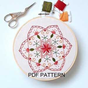 Six-petal Mandala Embroidery - Embroidery Pattern - PDF Download - DIY Embroidery