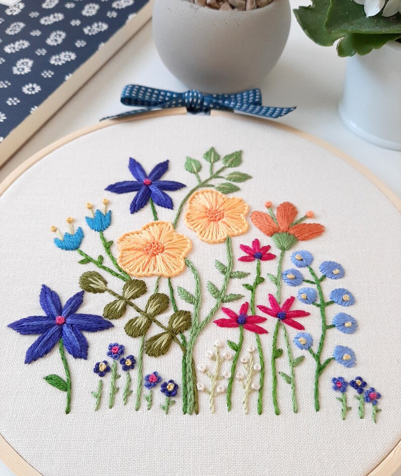 Floral Embroidered Hoop Embroidered Hoop Art Floral Bouquet Ready to