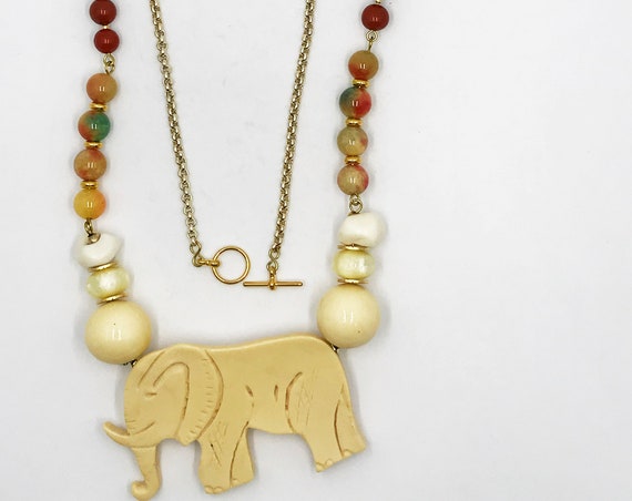 25" vintage elephant necklace