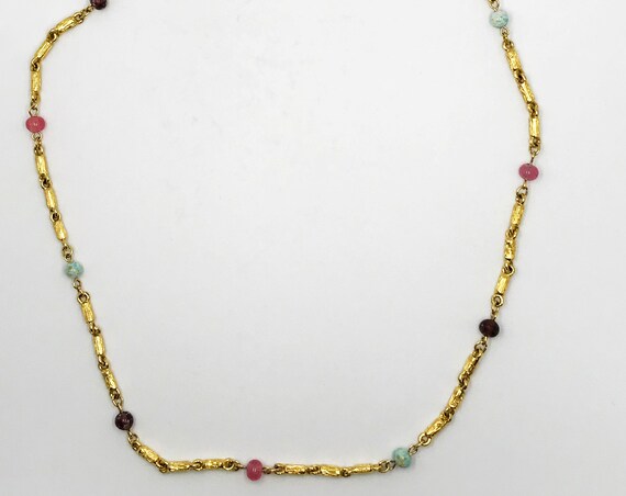 23" vintage gold and gemstone necklace