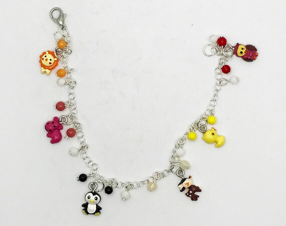 8" vintage animal charm bracelet