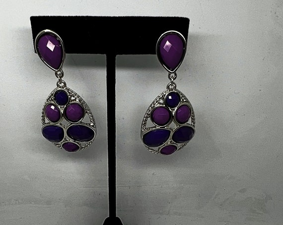 Purple stud statement earrings