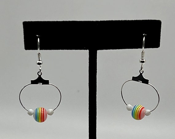 Candy rainbow resin bead earrings on gold or silver