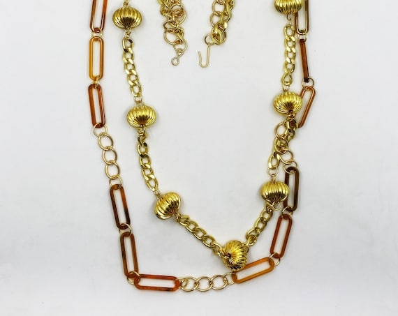 35" gold and tortoise necklace