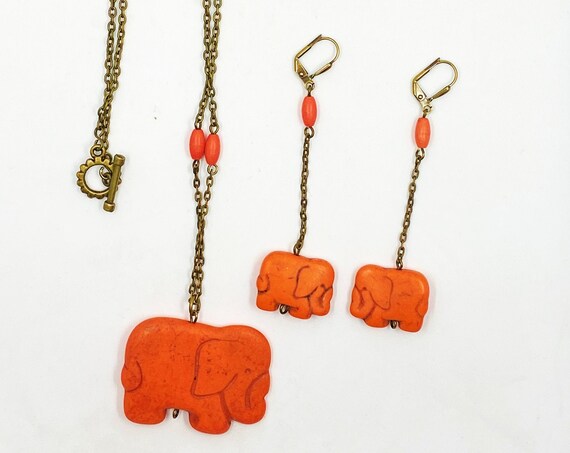 25" elephant necklace and earring set