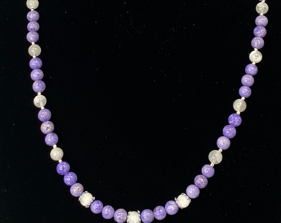 20" purple and white necklace