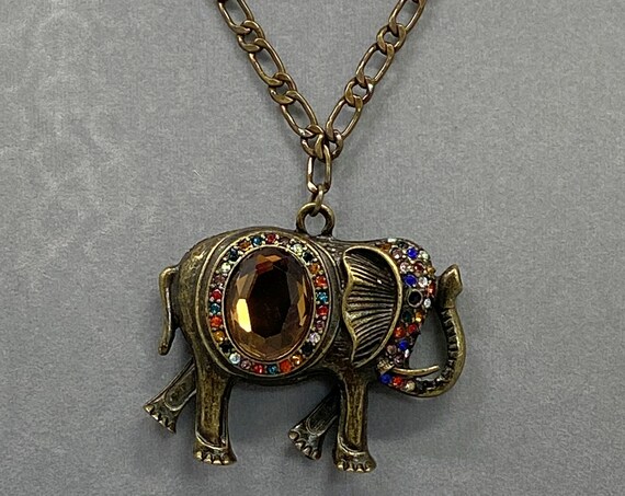18" jeweled elephant pendant necklace