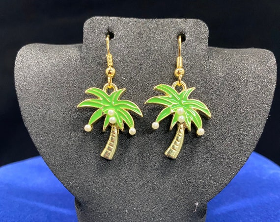 Enamel palm tree earrings