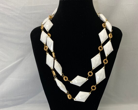 46" diamond and wood necklace