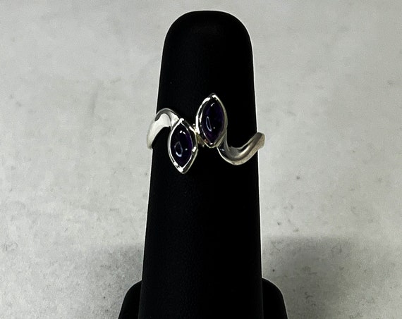 Amethyst or tanzanite sterling silver size 8 ring