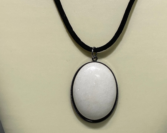 20.5" snowy quartz or hemalyke pendant