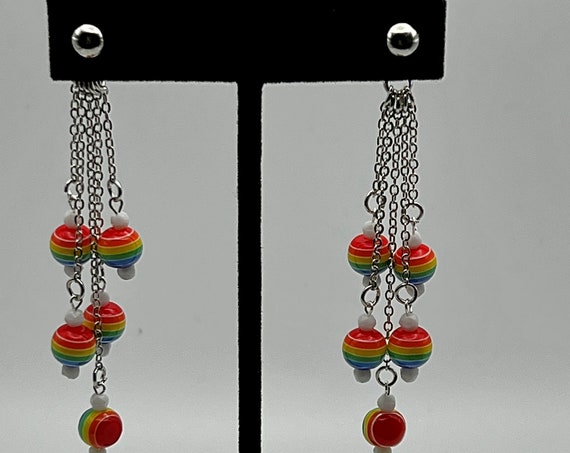Rainbow bead earrings
