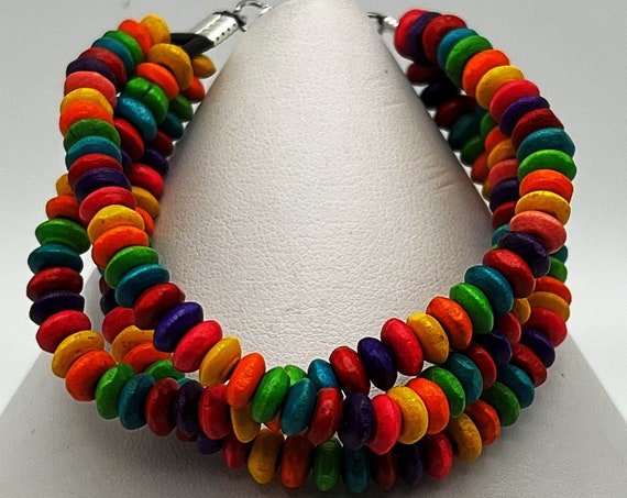 7.5" multi strand rainbow bracelet
