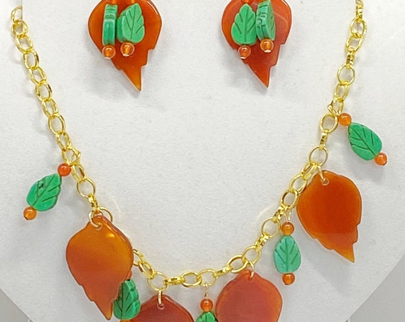 18"leaf necklace earring set