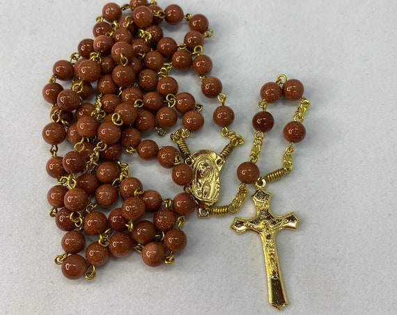 29.5" goldstone Franciscan crown 7 decade rosary