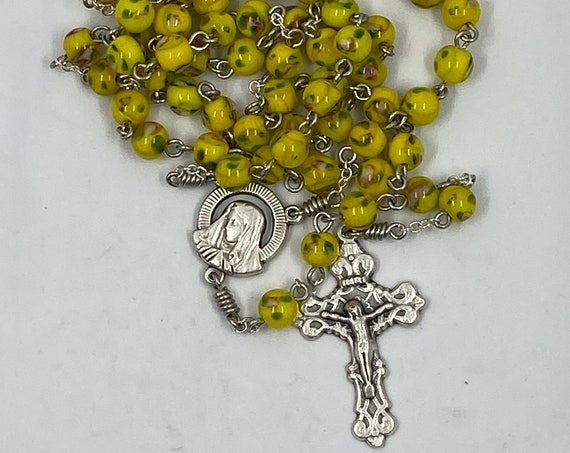 19" flower bead rosary with Madonna center