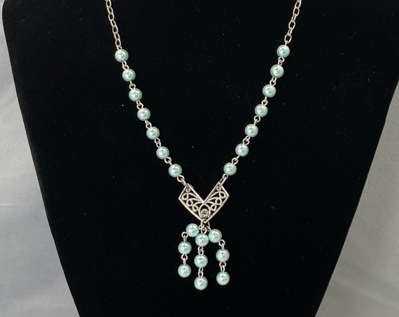 18" aqua pearl necklace