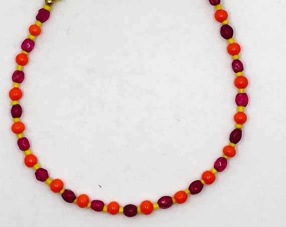 9.5" orange, yellow, magenta bracelet