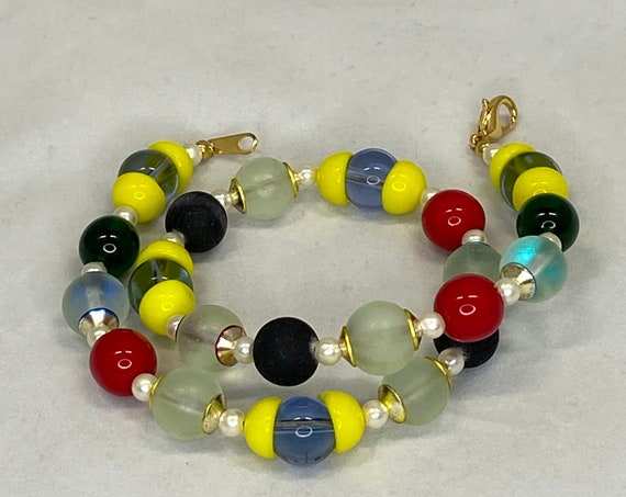 14" frosted glass wrap bracelet