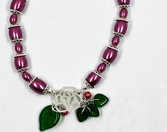 8" mauve pearl and rose bracelet