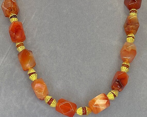 21" red agate necklace