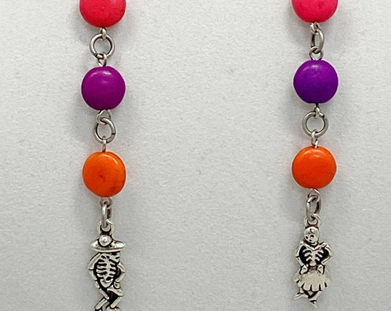 Dancing skeleton couple earrings